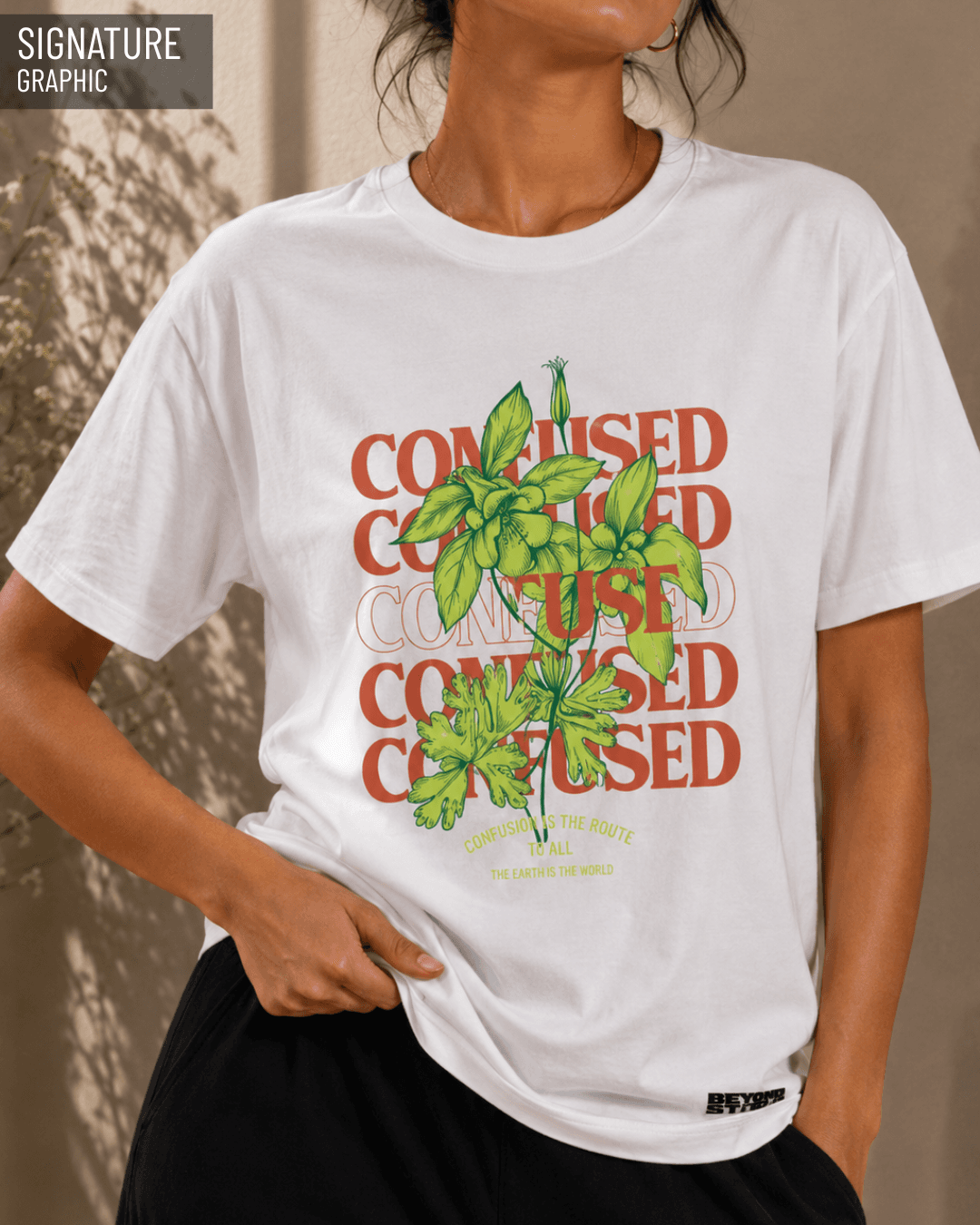 CONFUSED WHITE FLORAL OVERSIZED TEE - View 2