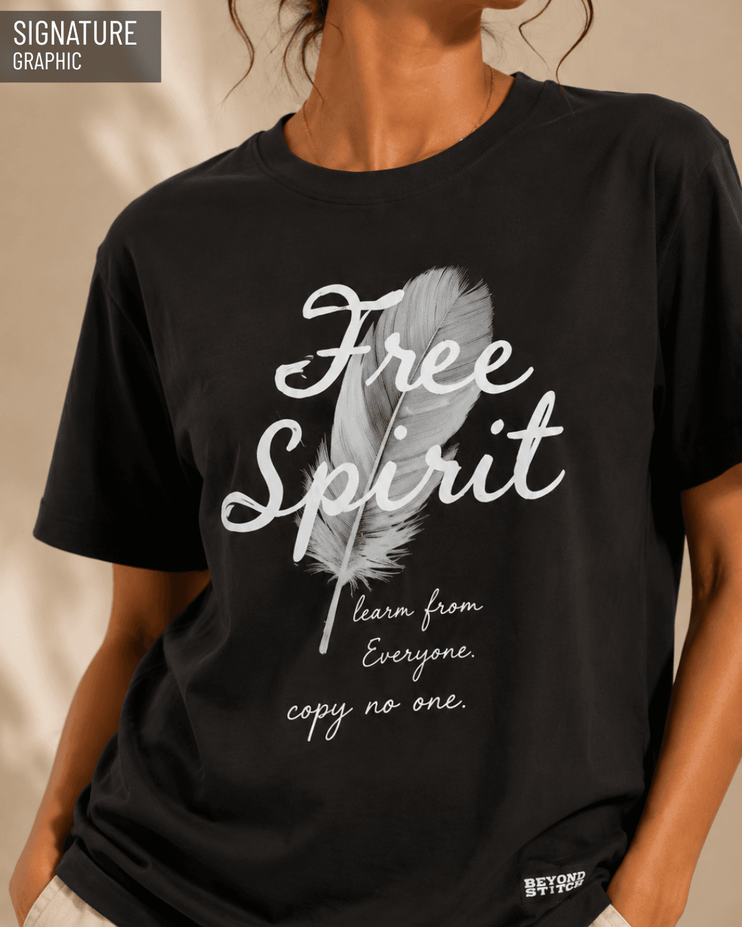 FREE SPIRIT BLACK FLORAL OVERSIZED TEE - View 2