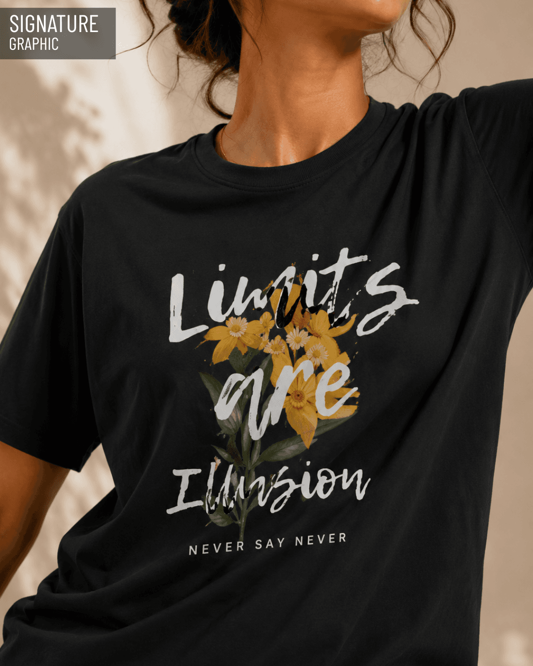 LIMITS ARE AN ILLUSION BLACK FLORAL OVERSIZED TEE - View 2