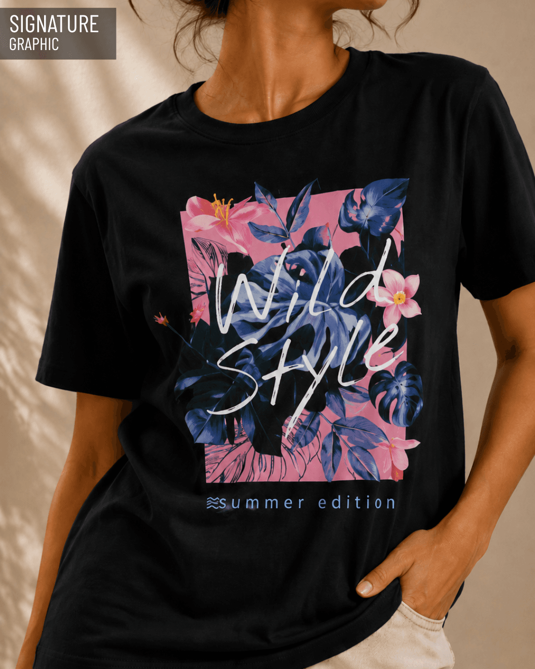 WILD STYLE BLACK FLORAL OVERSIZED TEE - View 2