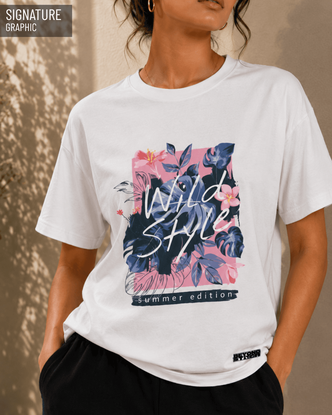 WILD STYLE WHITE FLORAL OVERSIZED TEE - View 2
