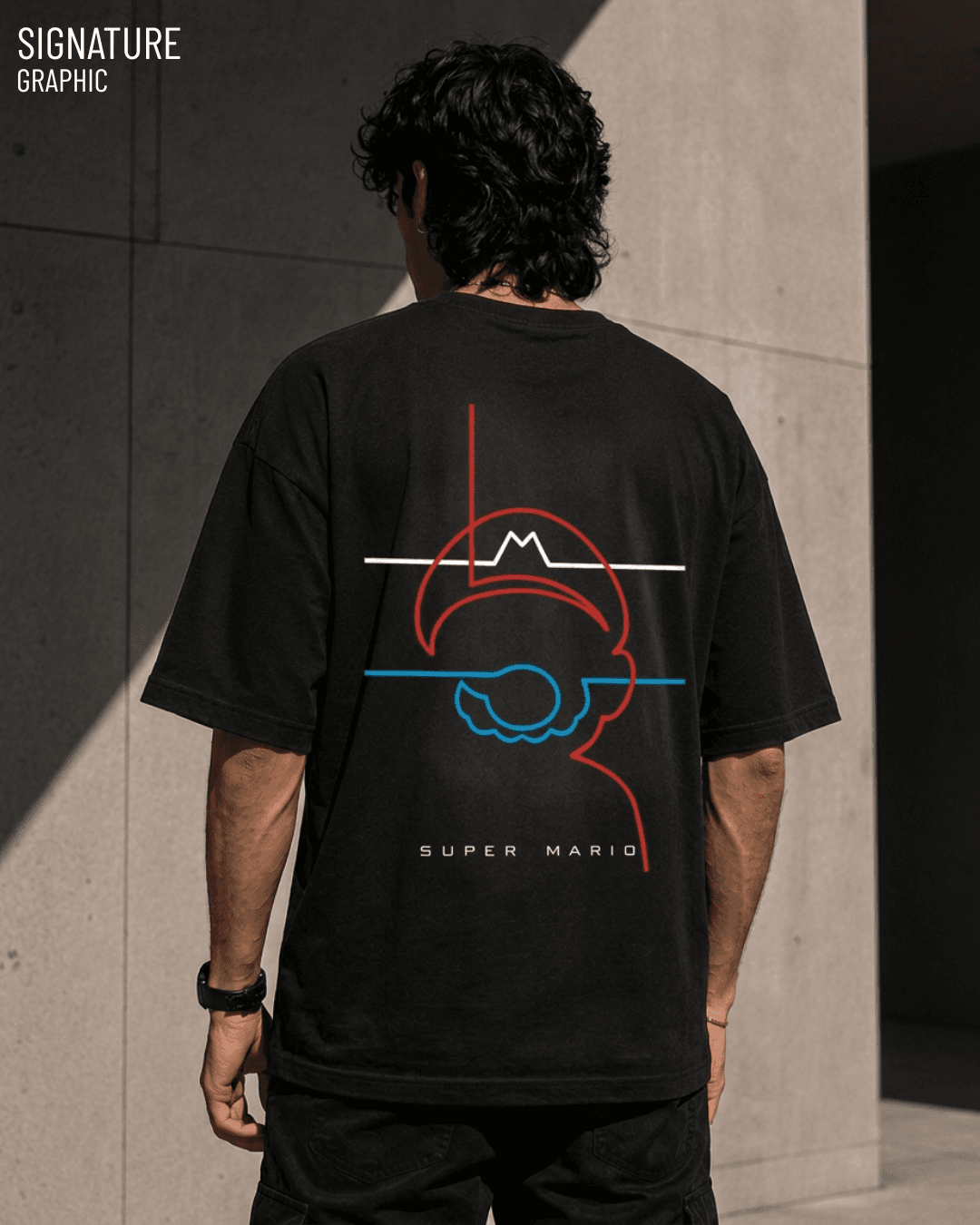 MARIO NEON OUTLINE GAMER OVERSIZED TEE - View 2