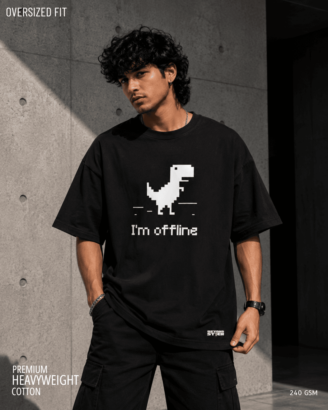 OFFLINE DINO GAMER OVERSIZED TEE - View 1