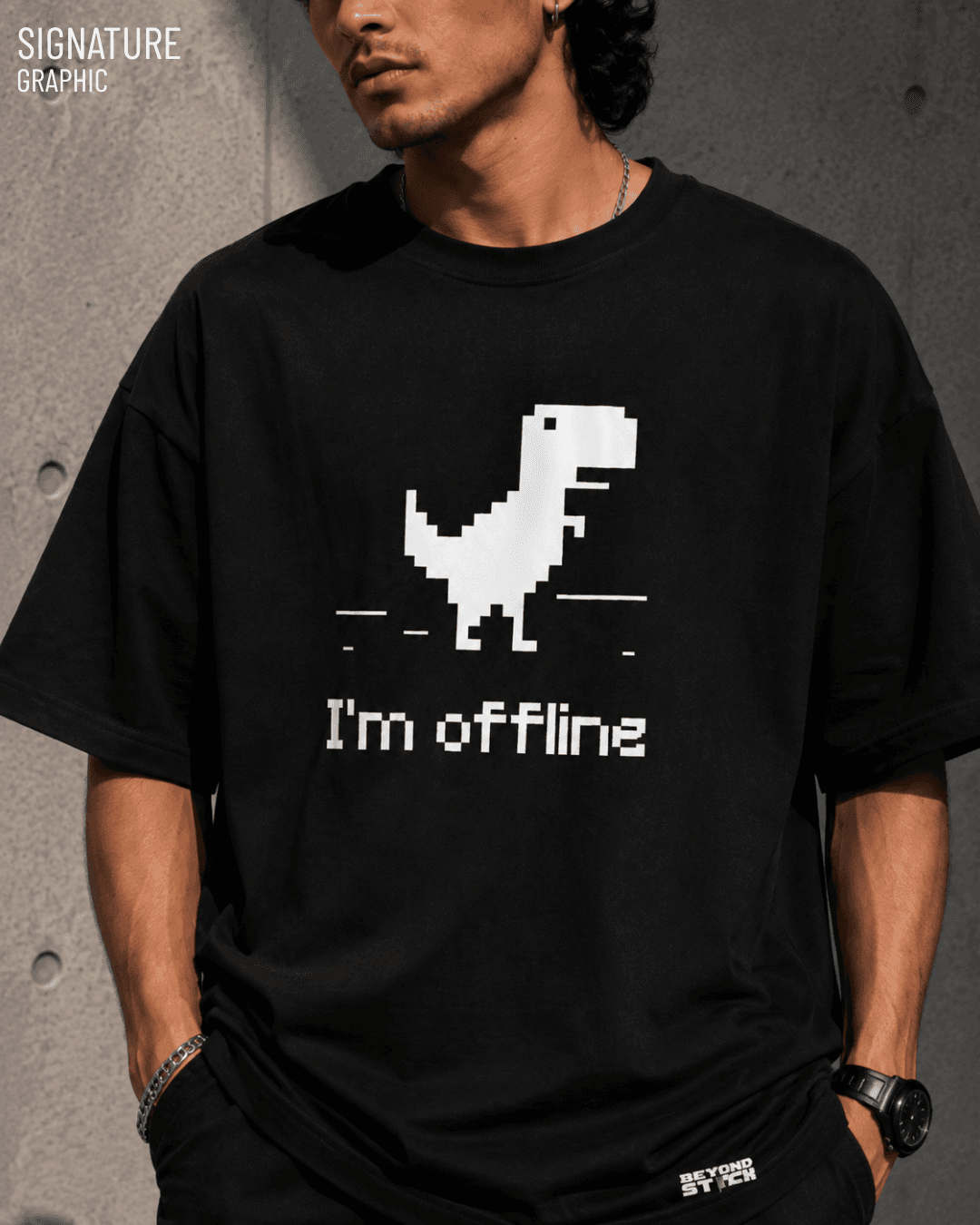 OFFLINE DINO GAMER OVERSIZED TEE - View 2