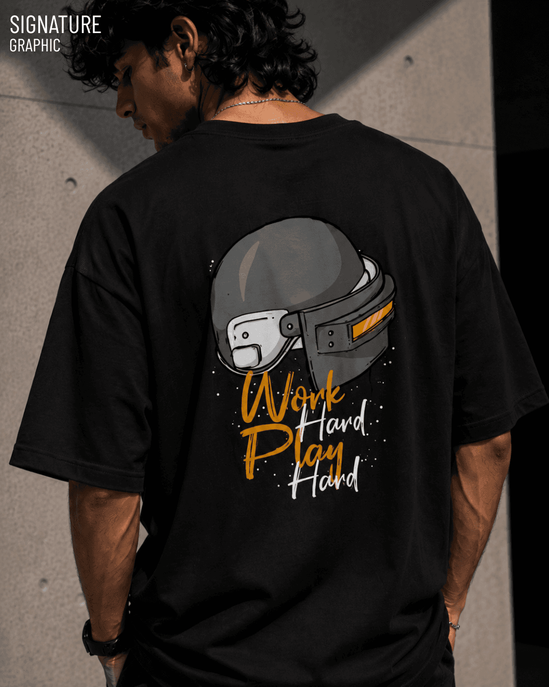 WORK HARD PLAY HARD GAMER OVERSIZED TEE - View 2