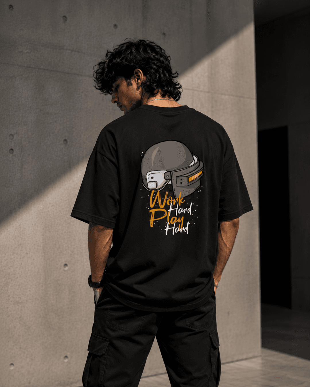 WORK HARD PLAY HARD GAMER OVERSIZED TEE - View 5