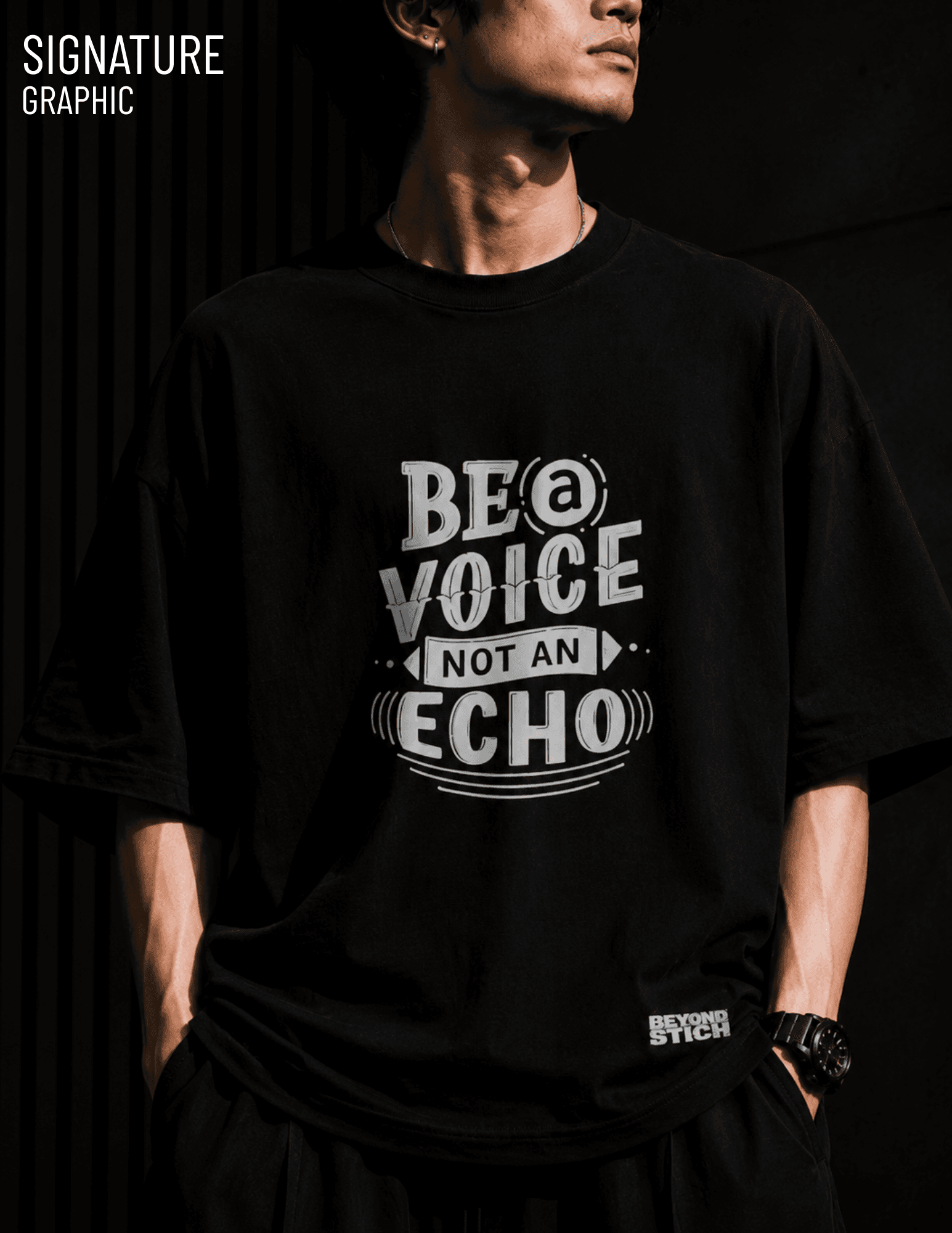 BE A VOICE BLACK OVERSIZED TEE - View 2
