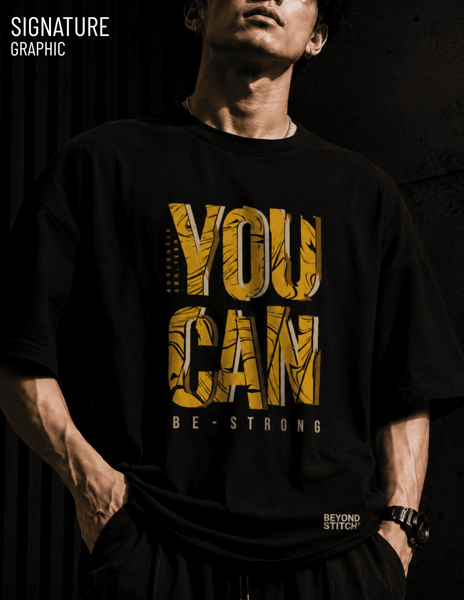 BE STRONG BLACK OVERSIZED TEE - View 2