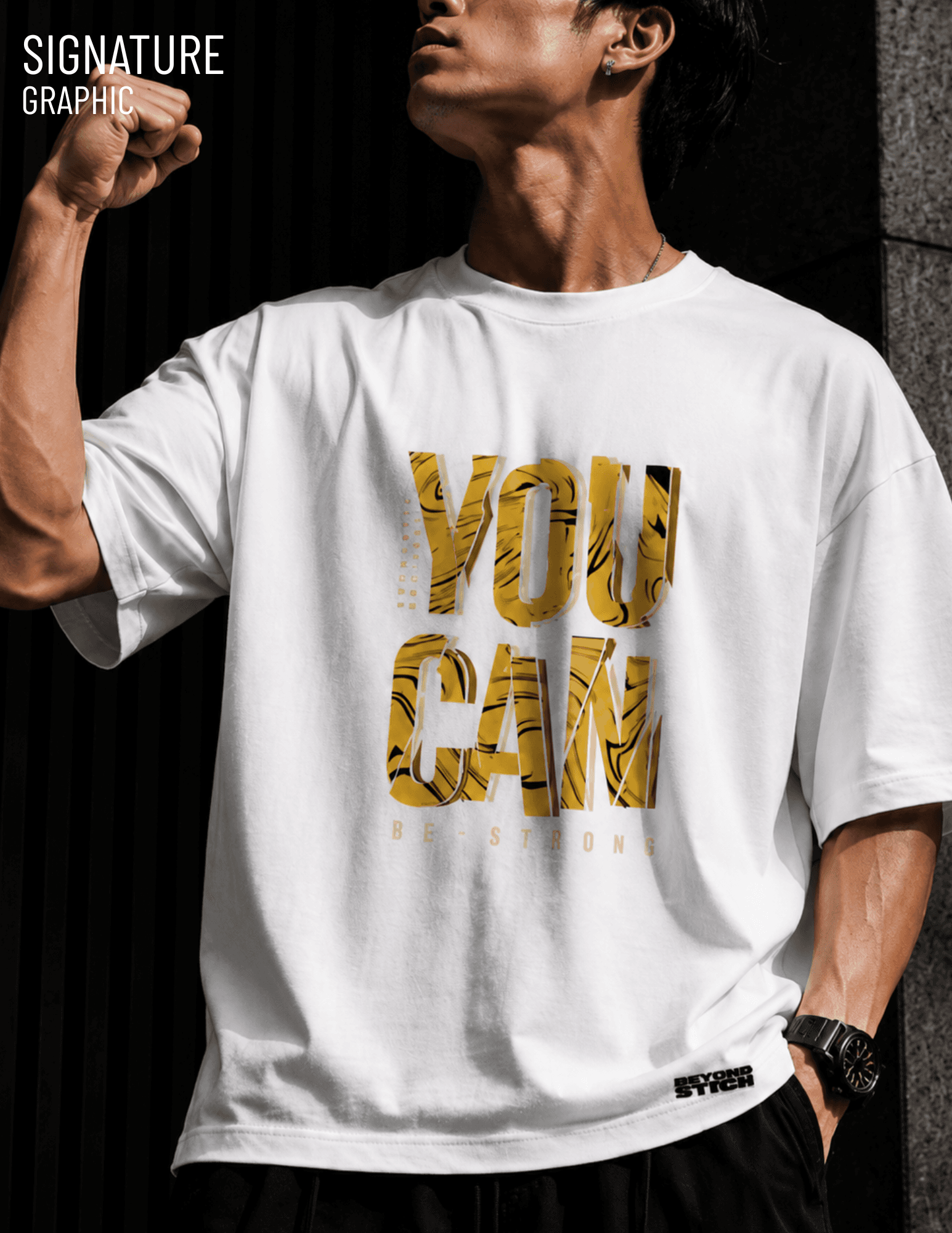 BE STRONG WHITE OVERSIZED TEE - View 2