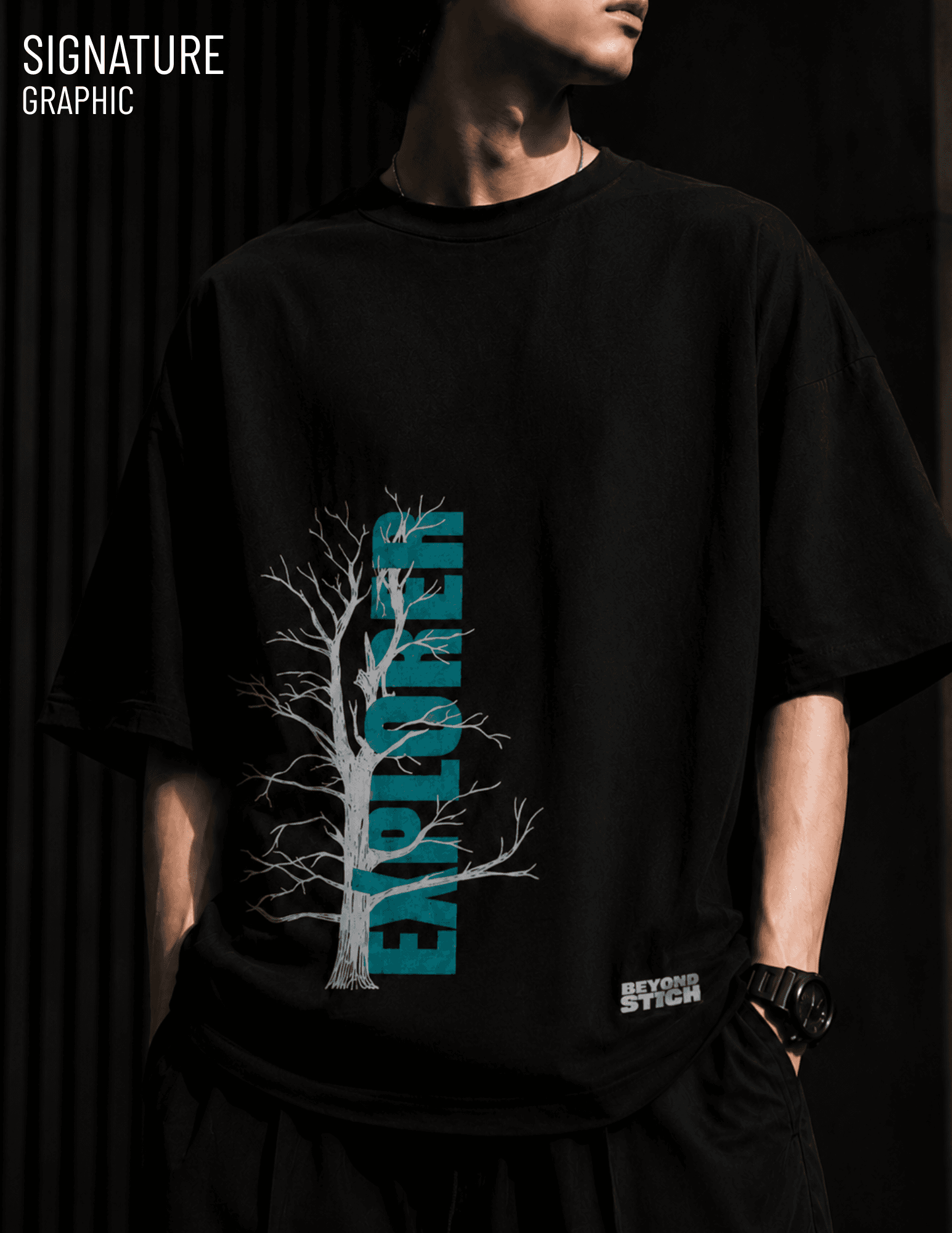 BEYOND TREE BLACK OVERSIZED TEE - View 2