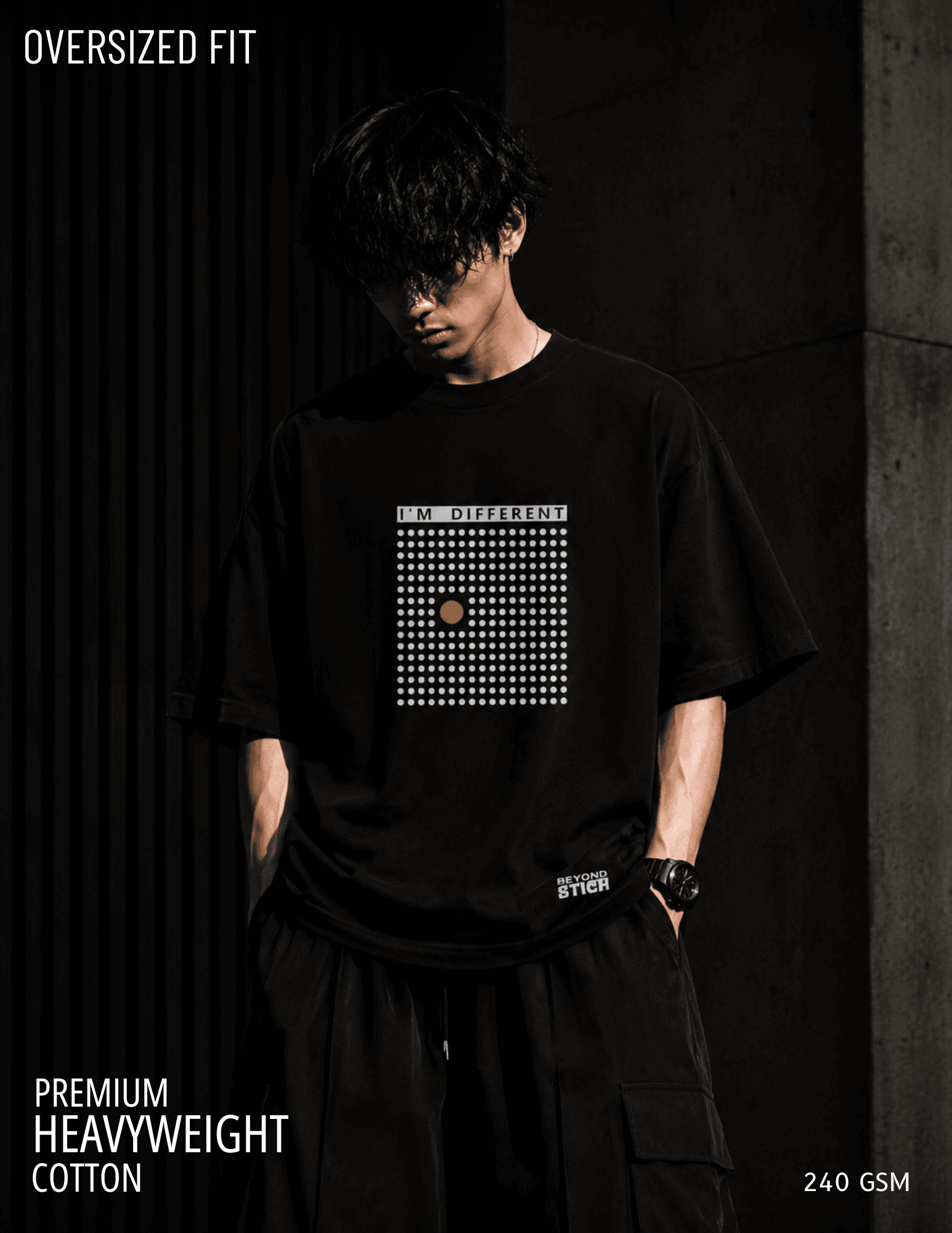 DIFFERENT BLACK OVERSIZED TEE - View 1