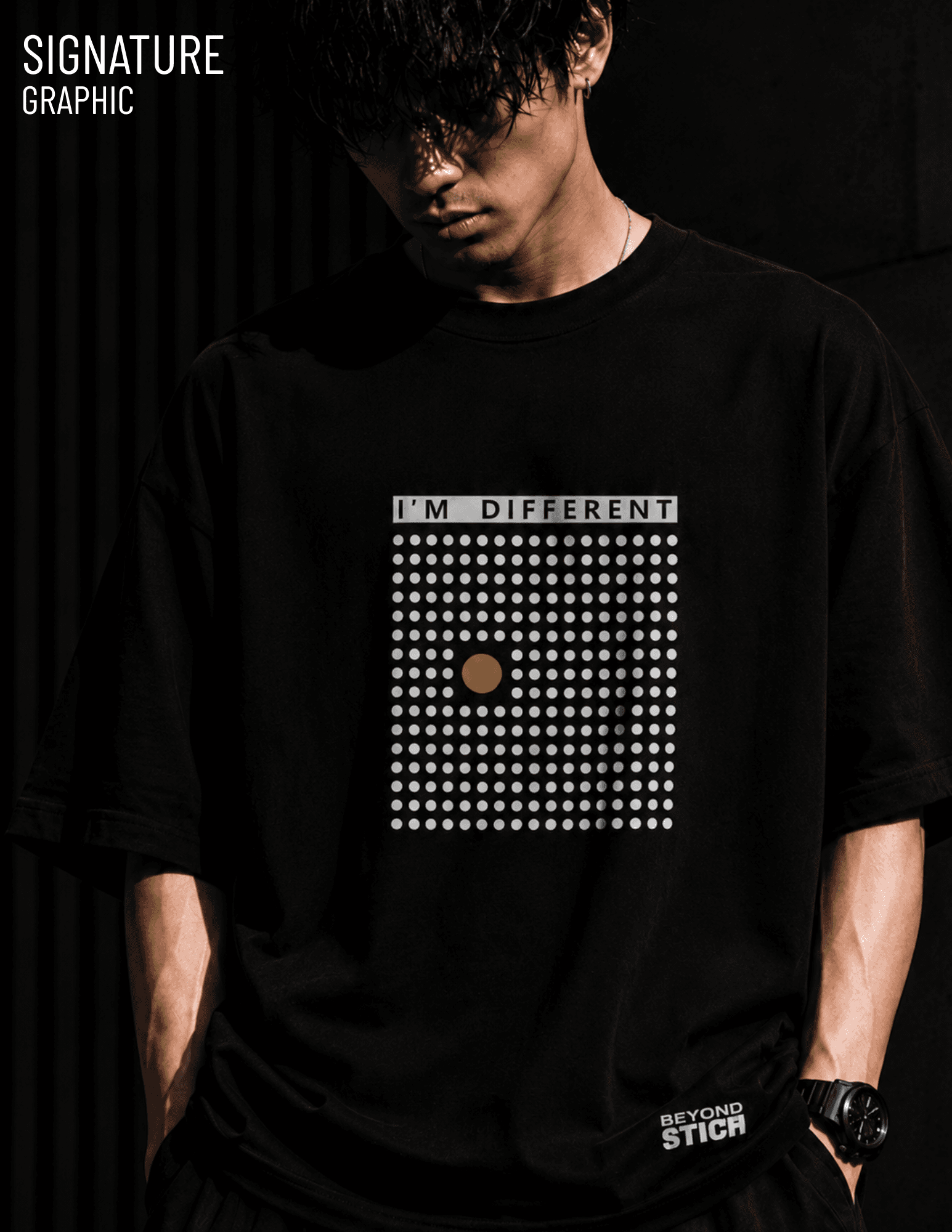 DIFFERENT BLACK OVERSIZED TEE - View 2