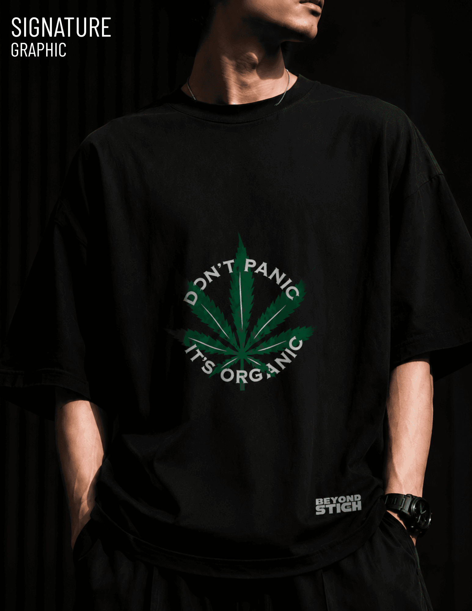 DONT PANIC BLACK OVERSIZED TEE - View 2
