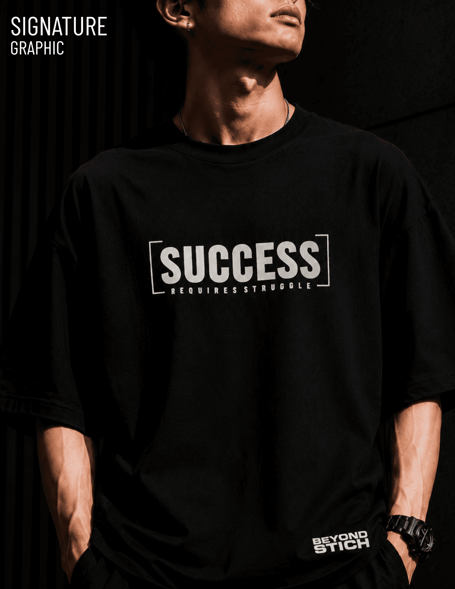 SUCCESS BLACK OVERSIZED TEE - View 2