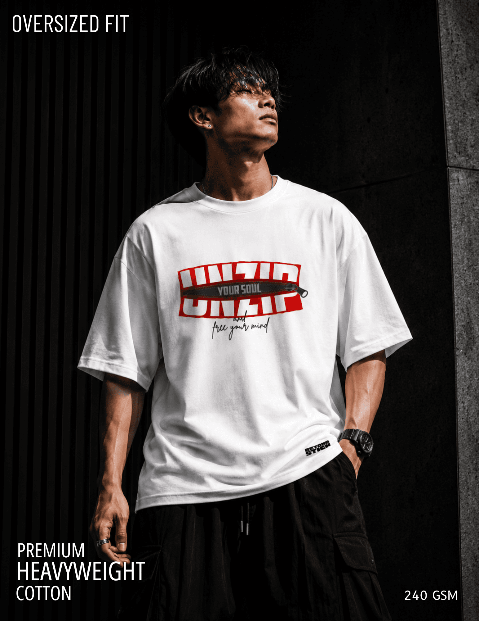UNZIP WHITE OVERSIZED TEE - View 1