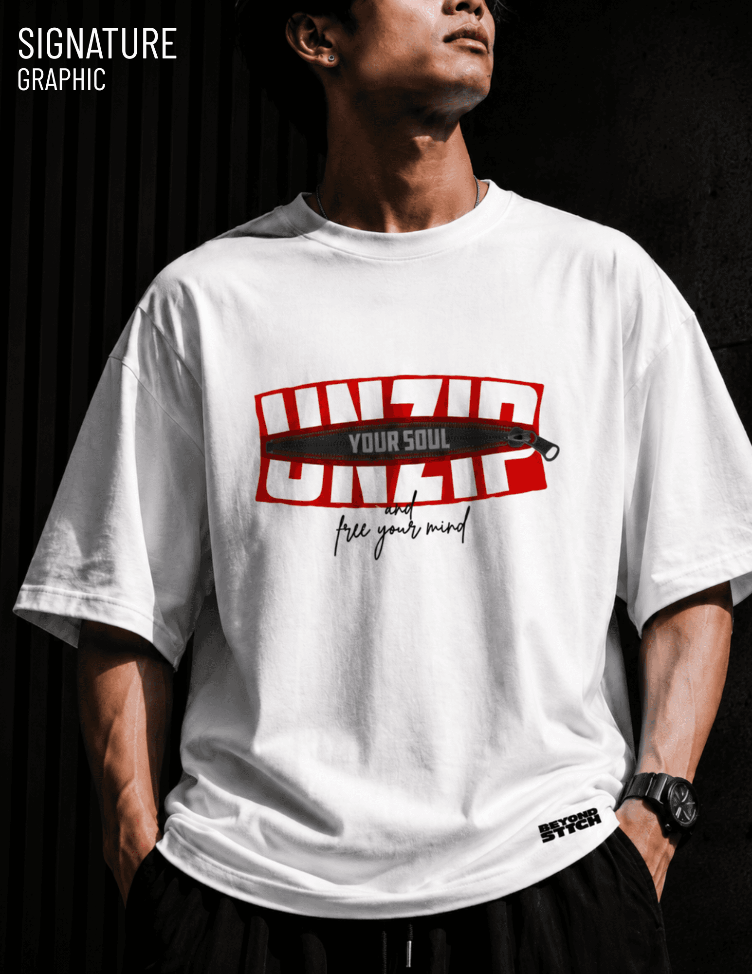 UNZIP WHITE OVERSIZED TEE - View 2